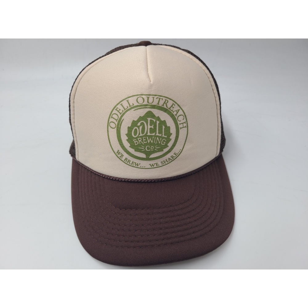 Odell Brewing Co Outreach Mesh Trucker Snapback Hat Cap Fort Collins CO Brown